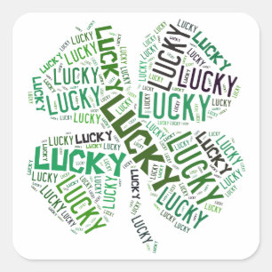 Lucky Closing Word Art Quadratischer Aufkleber