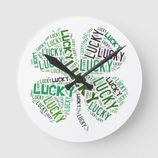 Lucky Closing Word Art Runde Wanduhr (Vorderseite)