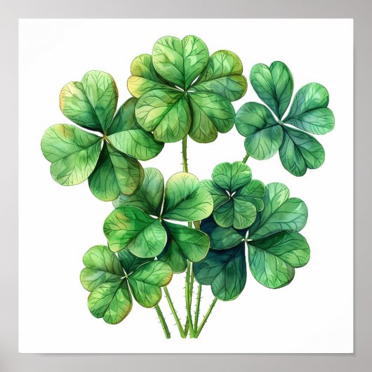 Lucky Clover Art Print, Botanische Wall Art Poster (Vorne)