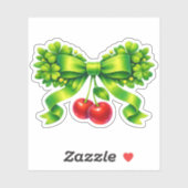 Lucky Clover Bow with Cherries Green Design Aufkleber (Blatt)