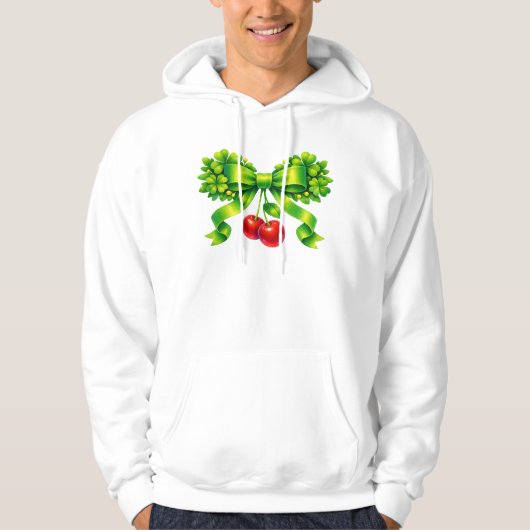 Lucky Clover Bow with Cherries Green Design Hoodie (Vorderseite)