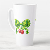Lucky Clover Bow with Cherries Green Design Milchtasse (Linke Ecke)