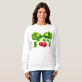 Lucky Clover Bow with Cherries Green Design Sweatshirt (Vorne ganz)