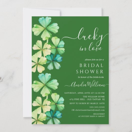 Lucky Clover Bridal Dusche Einladung (Vorderseite)