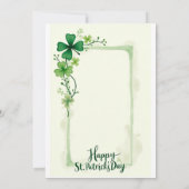 Lucky Clover Design für St. Patrick's Day Einladung (Rückseite)