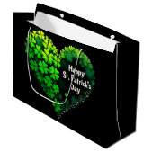 Lucky Clover Design für St. Patrick's Day Große Geschenktüte (Vorderseite Schrägansicht)