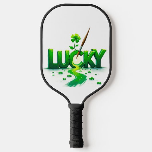 Lucky Clover Design für St. Patrick's Day Pickleball Schläger (Vorderseite)