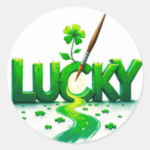 Lucky Clover Design für St. Patrick's Day Runder Aufkleber