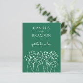 Lucky Clover Emerald Green Modern Save the Date Postkarte (Stehend Vorderseite)