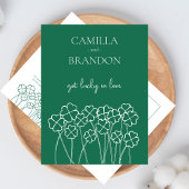 Lucky Clover Emerald Green Modern Save the Date Postkarte