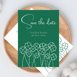 Lucky Clover Emerald Green Modern Wedding Save The Date