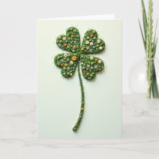 Lucky Clover Floral Pattern Card Karte (Vorderseite)