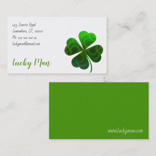 Lucky Clover | Floral Visitenkarte (Vorne/Hinten)