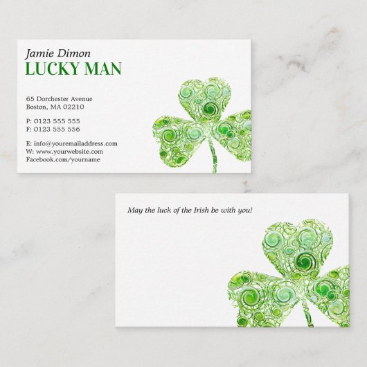 Lucky Clover | Floral Visitenkarte (Vorne/Hinten)