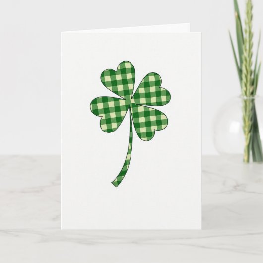 Lucky Clover Gingham Pattern Card Karte (Vorderseite)