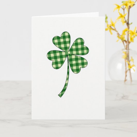 Lucky Clover Gingham Pattern Card Karte (Gelbe Blume)