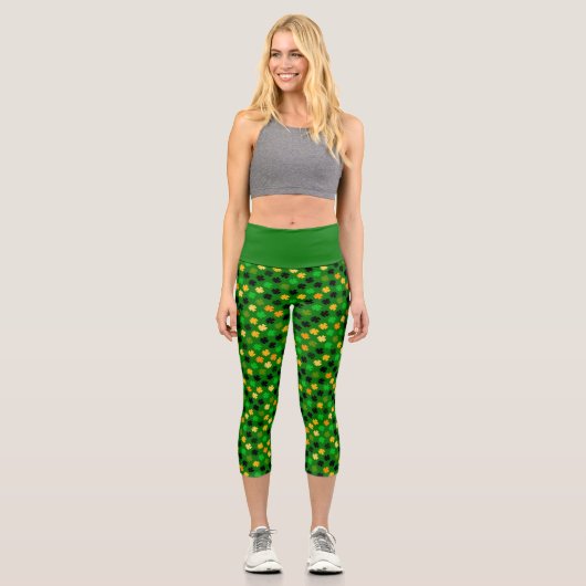 Lucky Clover Green Capri Leggings (Vorderseite)