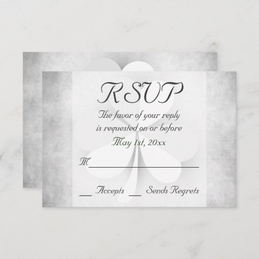 Lucky Clover Grey Green Orange Irish Wedding RSVP (Vorne/Hinten)