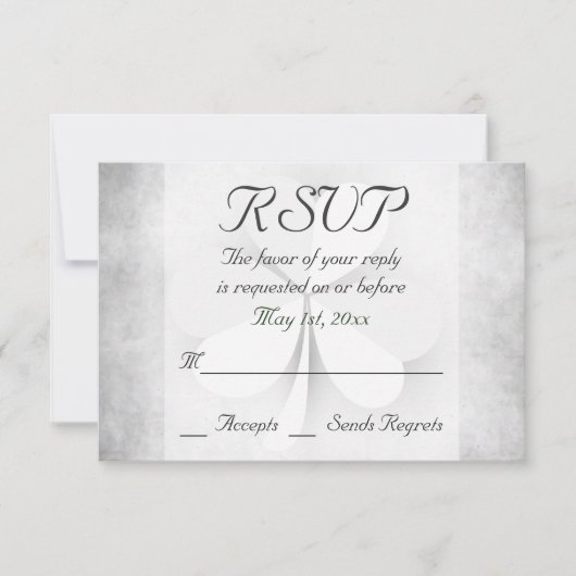 Lucky Clover Grey Green Orange Irish Wedding RSVP Karte (Vorderseite)