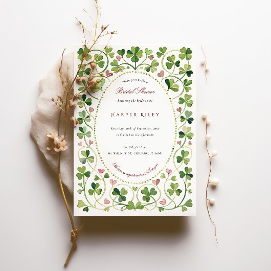 Lucky Clover & Hearts Brautparty Einladung
