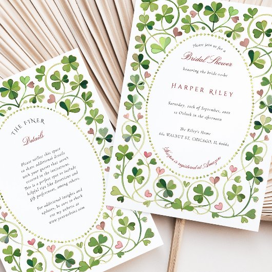 Lucky Clover & Hearts Brautparty Einladung