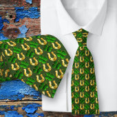 Lucky Clover Horseshos Gemustert Green Neck Tie Krawatte