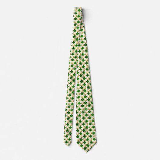 Lucky Clover Horseshos Gemustert White Neck Tie Krawatte (Rückseite)