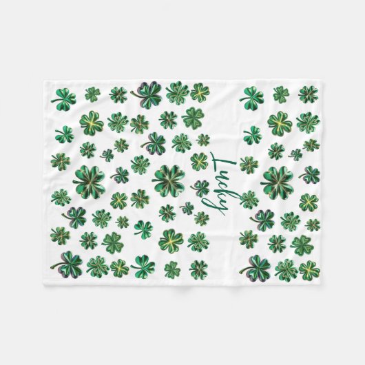 Lucky Clover Kleeblatt Fleece Blanket (Vorderseite (Horizontal))