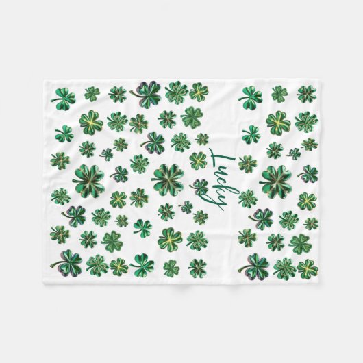 Lucky Clover Kleeblatt Fleece Blanket (Vorderseite (Horizontal))