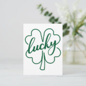 Lucky Clover Kleeblatt Leaf St. Patrick's Day Gesc Postkarte (Stehend Vorderseite)