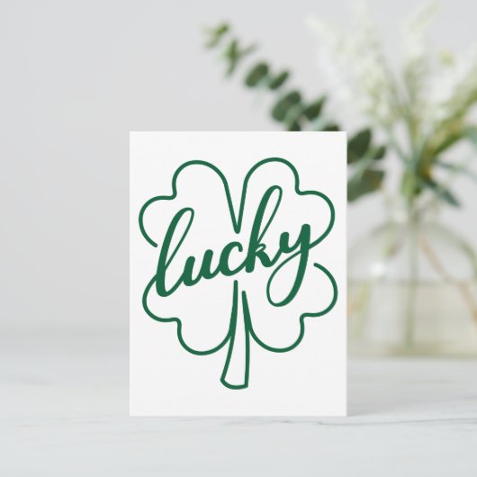 Lucky Clover Kleeblatt Leaf St. Patrick's Day Gesc Postkarte (Stehend Vorderseite)