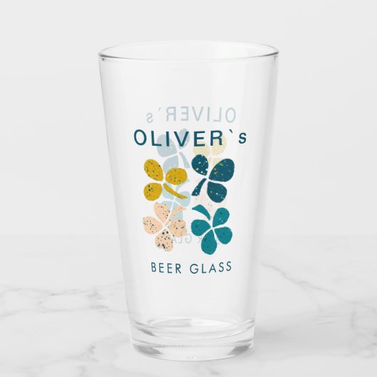 Lucky Clover Kleeblatt St Patrick's day Name Beer Glas (Rückseite)
