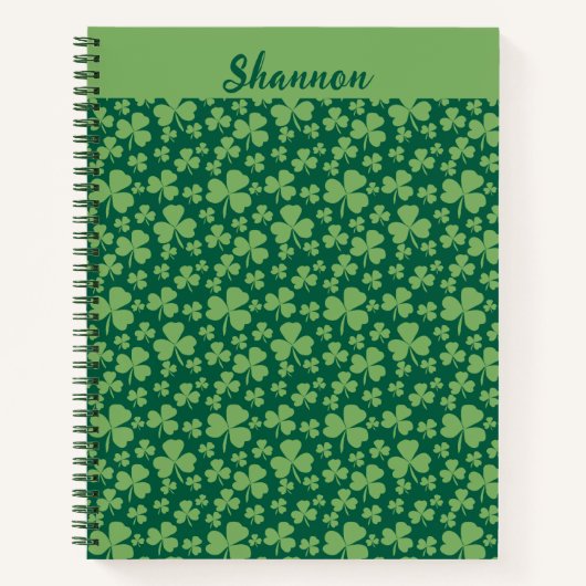 Lucky Clover Muster Spiral Notebook Notizblock (Vorderseite)