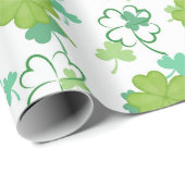 Lucky Clover Pattern - Design für grünes Kleeblatt Geschenkpapier (Rolleneckpunkt)