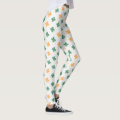 Lucky Clover Pattern Green Orange St Patrick's Day Leggings (Rechts)