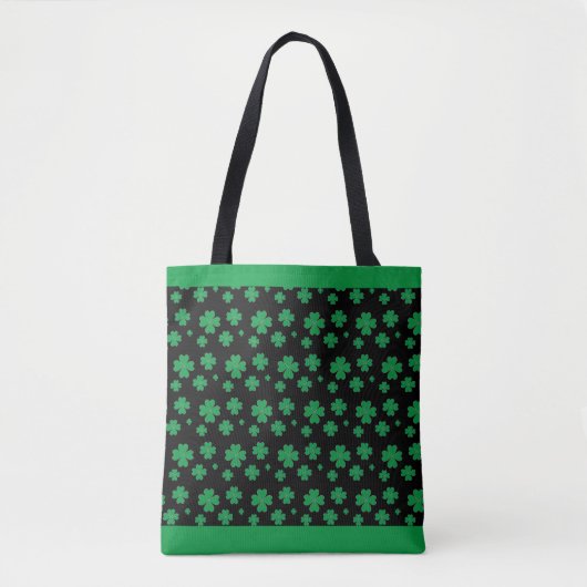 Lucky Clover Pattern in Grün und Schwarz Tasche (Vorderseite)