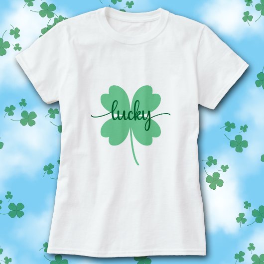 Lucky Clover Script St. Patrick’s Day Tee       