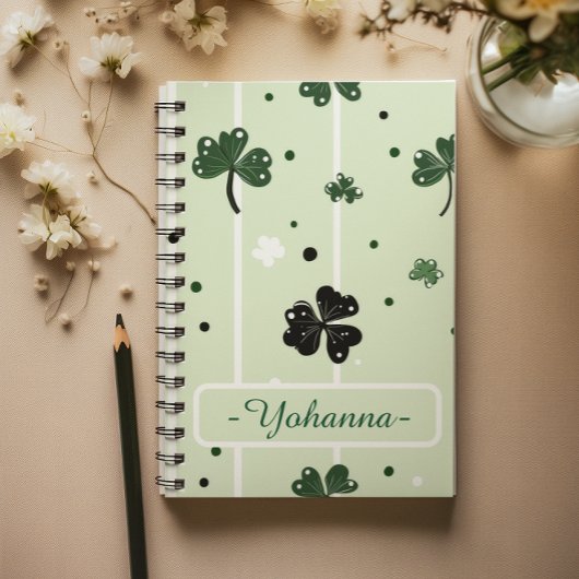 Lucky Clover St. Paddy's Clover Pattern & Streifen Notizblock