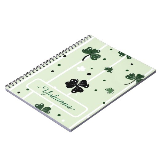 Lucky Clover St. Paddy's Clover Pattern & Streifen Notizblock (Linke Seite)