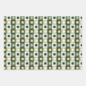 Lucky Clover St. Paddy's Day Kleeblatt Set von 3 Geschenkpapier Set (Vorderseite)