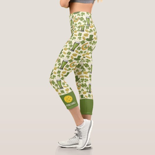 Lucky Clover St Patricks Day Custom Pickleball Cap Capri Leggings (Links)