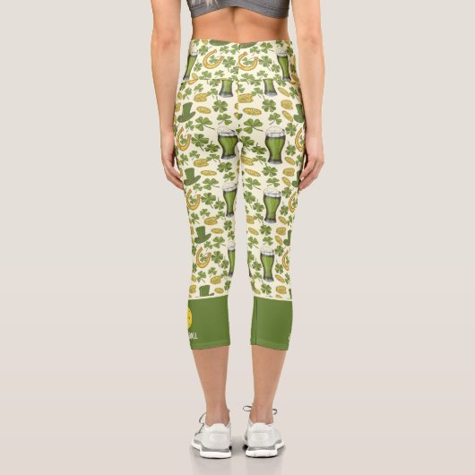 Lucky Clover St Patricks Day Custom Pickleball Cap Capri Leggings (Rückseite)