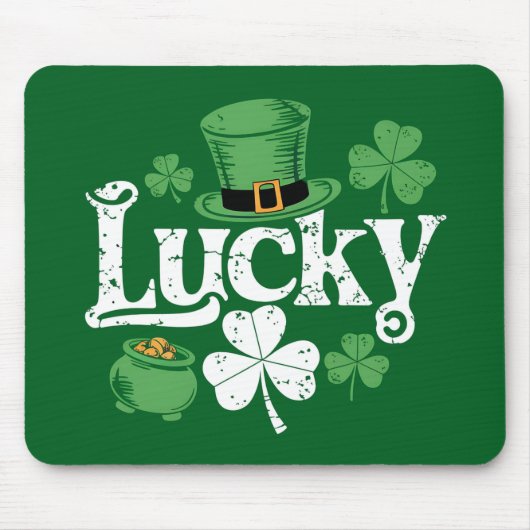 Lucky Clover St Patrick's Day Kleeblatt Vintag Mousepad (Vorne)