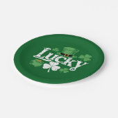 Lucky Clover St Patrick's Day Kleeblatt Vintag Pappteller (Schrägansicht)