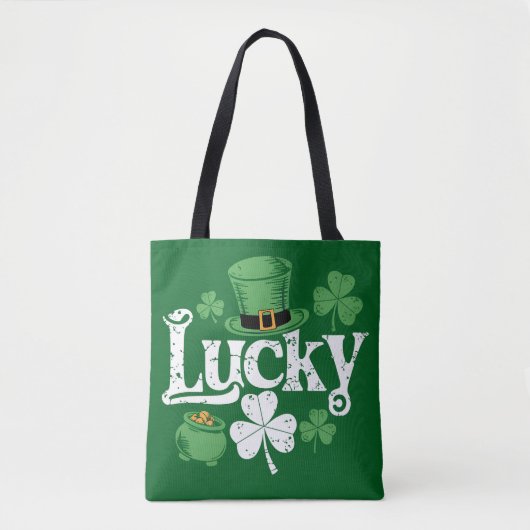 Lucky Clover St Patrick's Day Kleeblatt Vintag Tasche (Vorderseite)