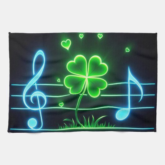 Lucky Clover und Musiknoten Geschirrtuch (Horizontal)