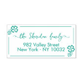Lucky Clovers Whimsical Script-Rücksendeadresse Permastempel (Design)