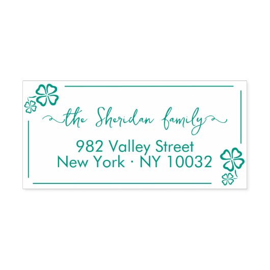 Lucky Clovers Whimsical Script-Rücksendeadresse Permastempel (Design)