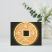 Lucky Coin Happy Chinese New Year Postkarte (Stehend Vorderseite)