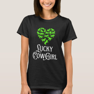 Lucky Cowgirl Horse Girl St Paddy's Day Green Heer T-Shirt